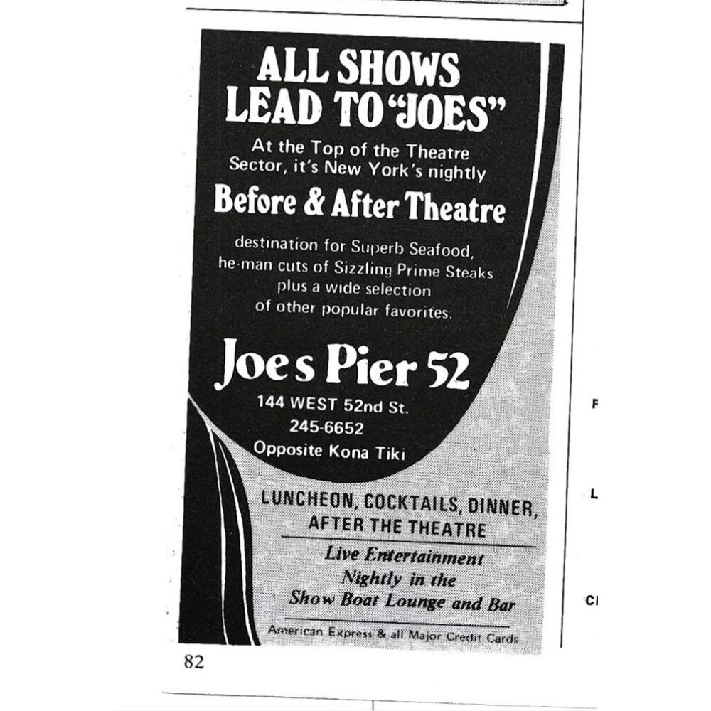 Joes Pier 52 Before After Theatre Seafood Steaks Print AD 1970s